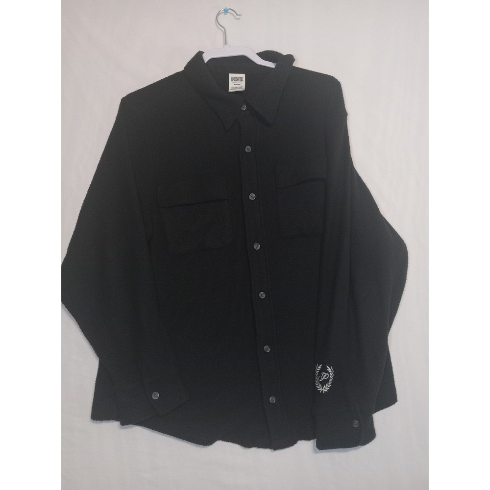 Victoria Secret PINK REVERSE FLEECE SHACKET Medium Black